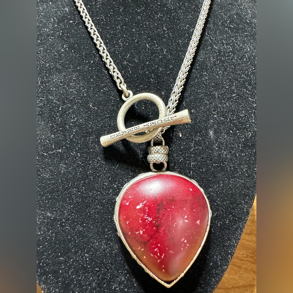 Lucky Brand red headband silver tone two sided necklace boho